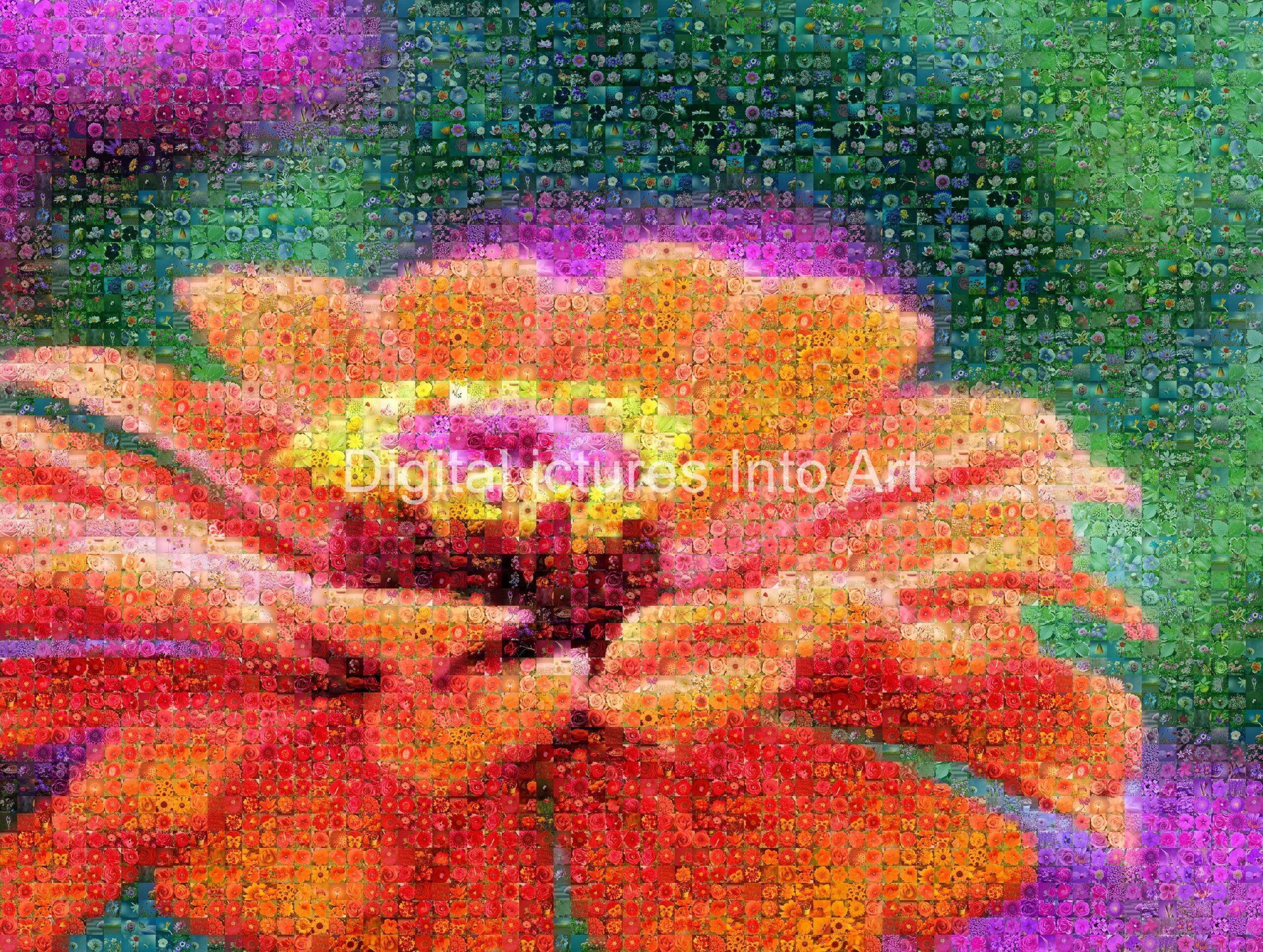 orange flowers digital art