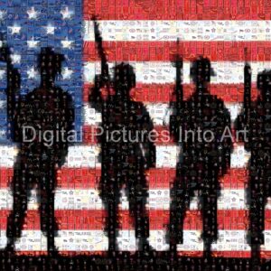 soldiers and the US flag digital art